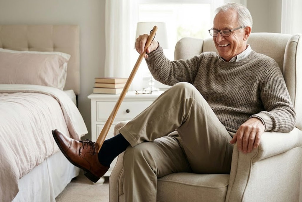 Vos pieds semblent trop loin le matin ? Découvrez comment mettre vos chaussettes et chaussures sans vous faire mal au dos. Technique du "chiffre 4", marchepied, enfile-bas : retrouvez votre autonomie et votre confort.