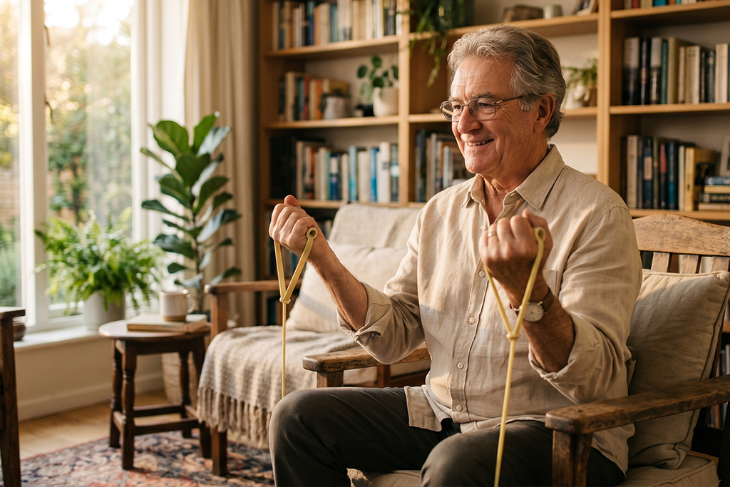 Senior exécutant des exercices de musculation pour lutter contre la fonte musculaire